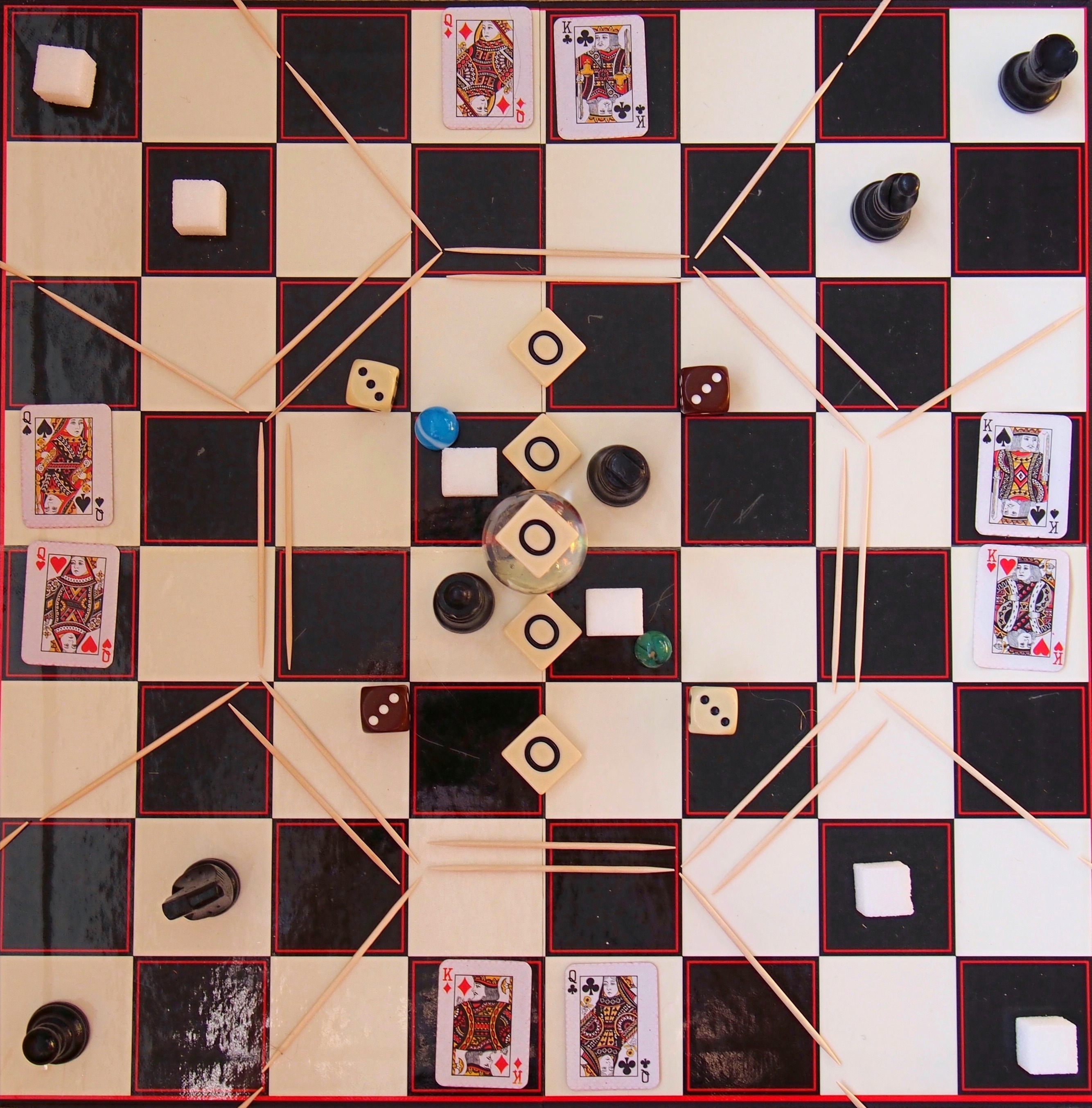 Geometry and Decolonisation series - Photograph of game pieces on chess board